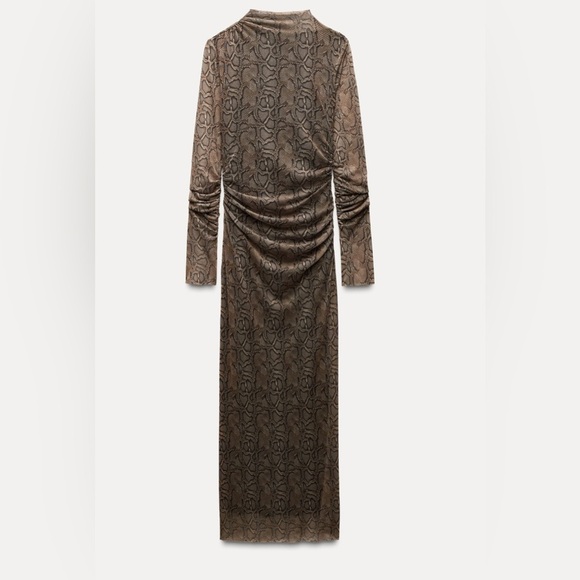 Zara Snake print New Draped Tulle Dress snake print size S NWT - Picture 3 of 8